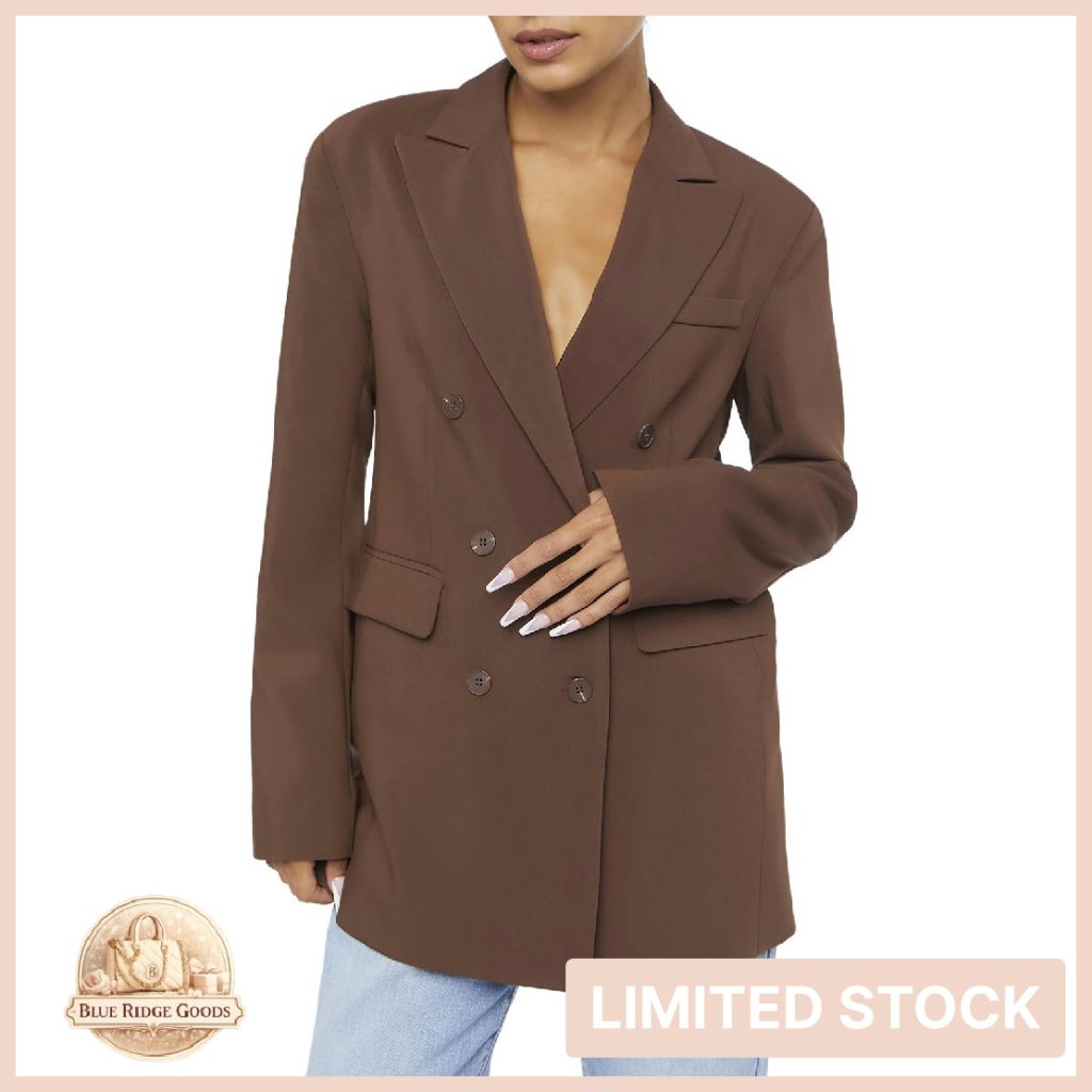 Notched Double-Breasted Blazer Classic Elegant Chic Workwear Womens